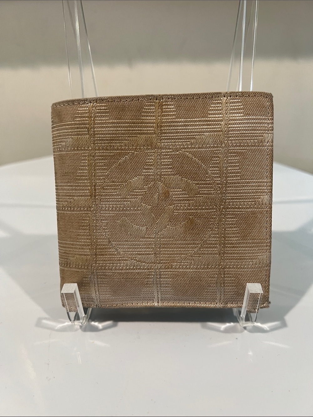Chanel Travel Line Tan CC Logo Compact Bifold Wallet - a bit dirty